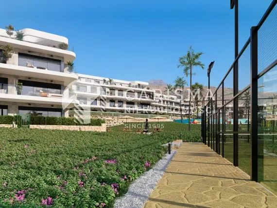 (9) Nowoczesne apartamenty z widokiem na morze, Finestrat, tarasy i basen