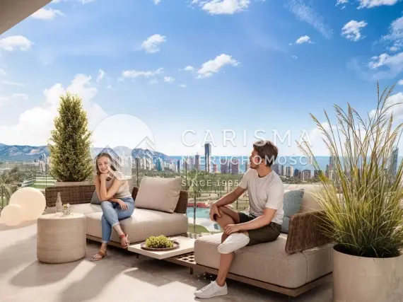(16) Nowoczesne apartamenty z widokiem na morze, Finestrat, tarasy i basen
